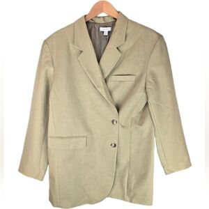 Womens Tailored Single-Breasted Blazer in Beige